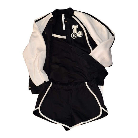 Lululemon Scuba Jacket + Shorts Bundle Black/Ivory XL/XXL NWT - Picture 1 of 12